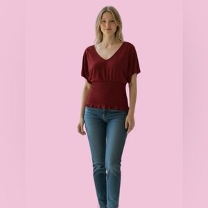 Worthington Deep Red V-Neck Blouse